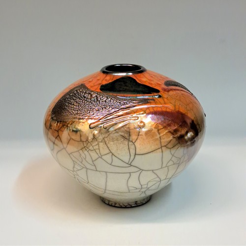 Click to view detail for #230760 Raku Glitter Pot $42